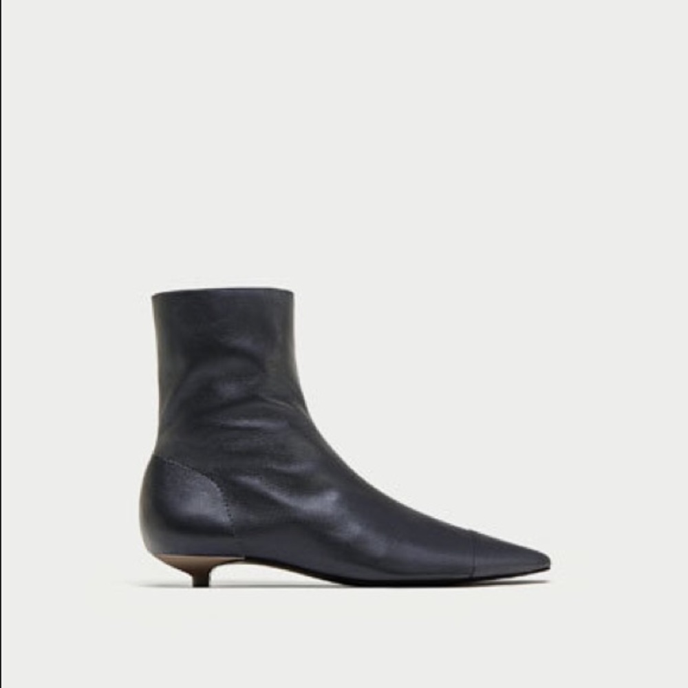 Brand New Zara kitten heel leather booties